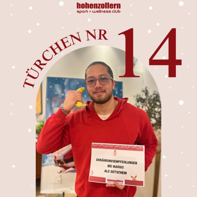 🎄 Guten Morgen und willkommen zu Türchen Nr. 1️⃣4️⃣! 🎁

Heute versteckt sich hinter unserem Adventskalender:
✨Ernährungsempfehlungen mit Marius als Gutschein✨

Der reguläre Preis liegt bei 50€,
aber nur heute bekommt ihr es für 25€! 😍

Greift schnell zu – das Angebot gilt ausschließlich heute!

✨ Habt einen wunderbaren Adventstag! ✨
Euer Hohenzollern Team!♥️