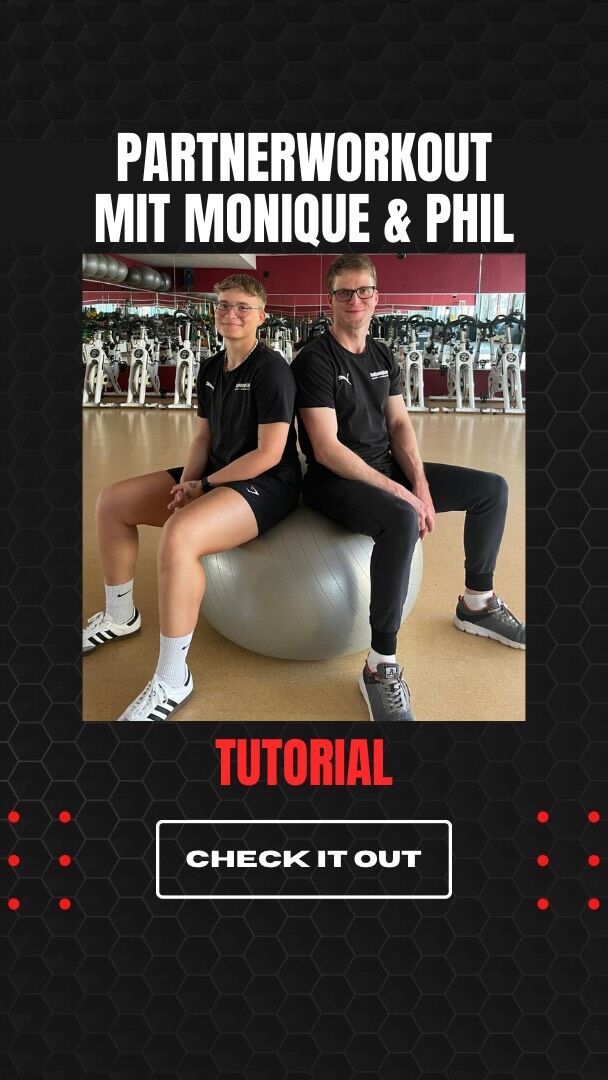 🔥 Partner-Workout – Gemeinsam stärker! 🔥
Training zu zweit macht nicht nur mehr Spaß, sondern kann auch die Motivation und Trainingsintensität steigern:

👉 Fördert Koordination, Kraft und Teamgefühl
👉 Sorgt für zusätzliche Stabilität und Kontrolle bei Übungen
👉 Macht das Training abwechslungsreicher und motivierend
👉 Perfekt für funktionelles Fitness-Training

💡 Tipp:
Achtet auf saubere Ausführung, kommuniziert miteinander und unterstützt euch bei jeder Bewegung – gemeinsam erreicht ihr eure Ziele schneller! 🔥